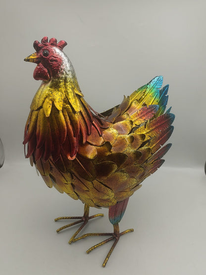 New Metal Chicken Garden Statue – Outdoor Farmhouse Decor for Lawn, Yard, or Patio 118540 - with | Sold by Uncle Wiener's Wholesale