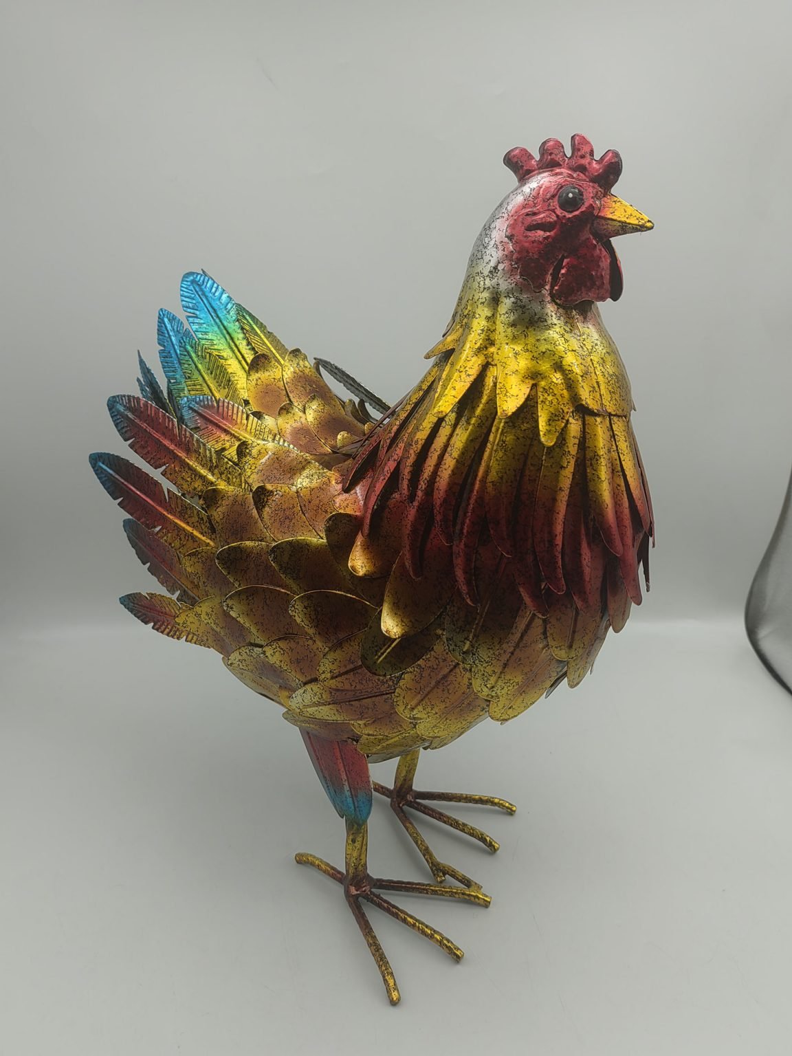 New Metal Chicken Garden Statue – Outdoor Farmhouse Decor for Lawn, Yard, or Patio 118540 - with | Sold by Uncle Wiener's Wholesale