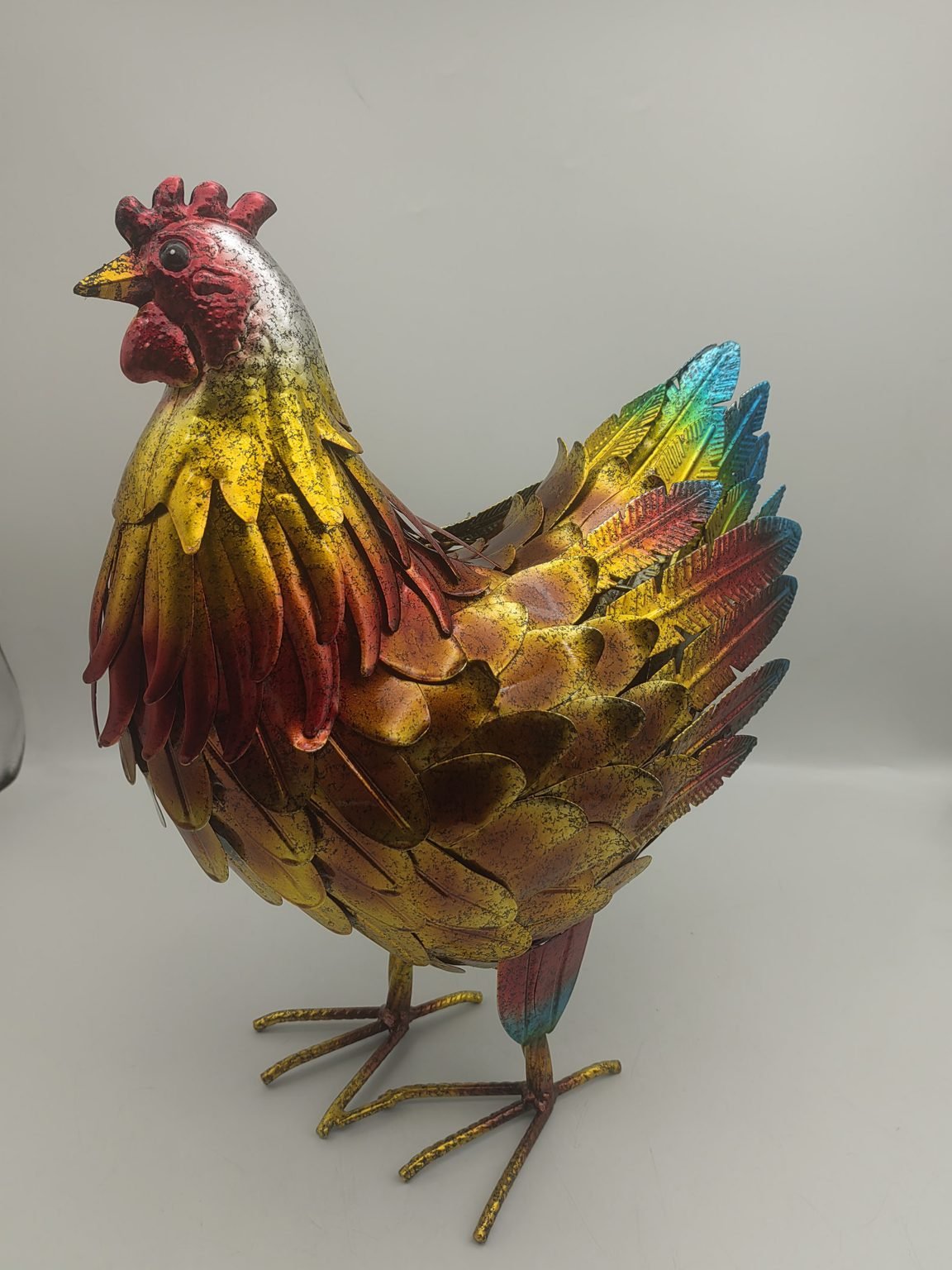 New Metal Chicken Garden Statue – Outdoor Farmhouse Decor for Lawn, Yard, or Patio 118540 - with | Sold by Uncle Wiener's Wholesale
