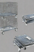 Foldable galvanized metal storage cage on warehouse floor

Stackable wire cage for industrial storage

Metal pallet container with wire mesh

Folded storage cage for compact transport

Warehouse bins stacked for storage optimization