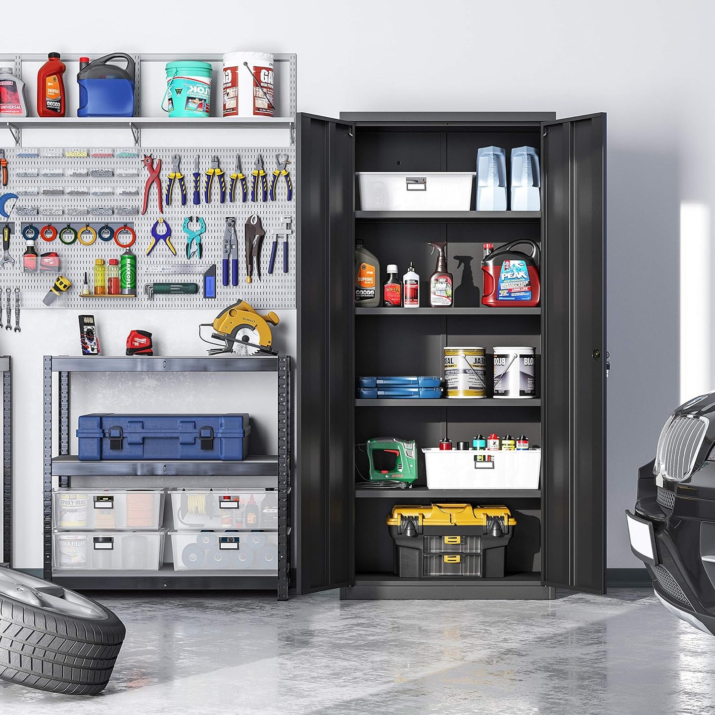 "Heavy-Duty Metal Garage Storage Cabinet – Double Door Organizer"

"Black Steel Garage Cabinet for Workshops and Offices"

"Lockable Steel Garage Storage Cabinet with Adjustable Shelves"

