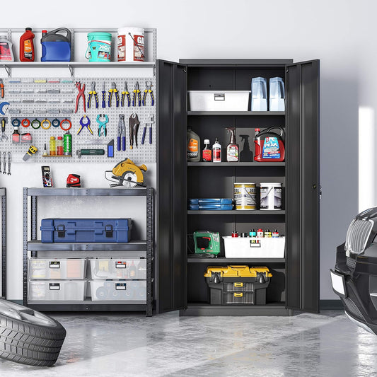 "Heavy-Duty Metal Garage Storage Cabinet – Double Door Organizer"

"Black Steel Garage Cabinet for Workshops and Offices"

"Lockable Steel Garage Storage Cabinet with Adjustable Shelves"

