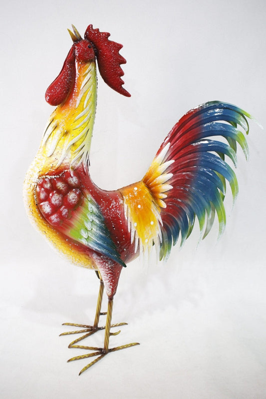 New Metal Rooster Garden Statue – Colorful Outdoor Lawn Yard Decor for Home or Farm 118539 - with | Sold by Uncle Wiener's Wholesale