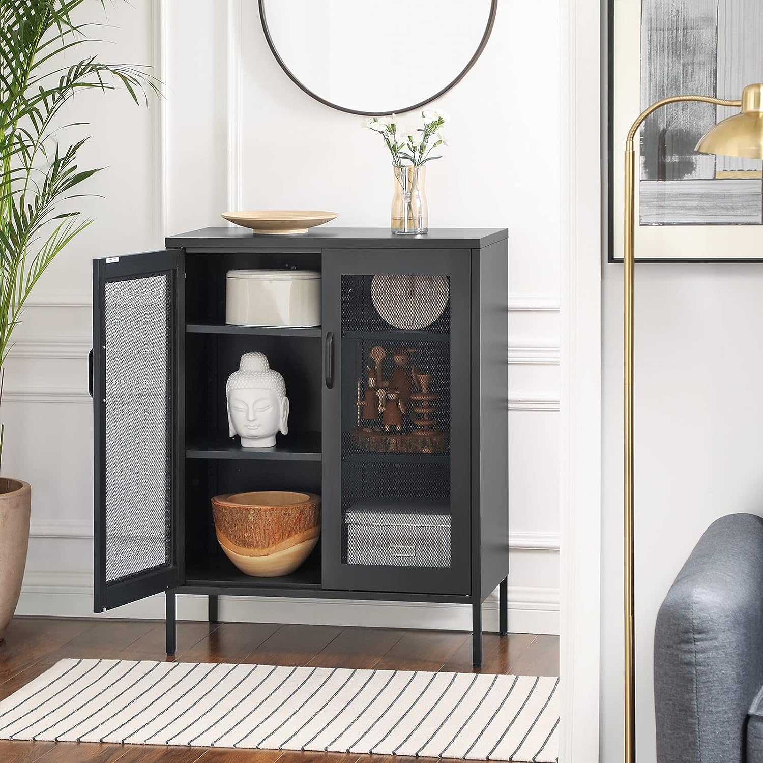 NEW Metal Storage Cabinet with 3 - Tier Mesh Doors OMC002B01 - with | Sold by Uncle Wiener's Wholesale