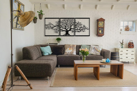 NEW Metal Tree of Life Wall Art – Farmhouse Wall Décor, 3 - Piece Metal Tree Sculpture, Indoor & Outdoor Hanging, 47.6” Large Black Metal Wall Decor 5545720 - with | Sold by Uncle Wiener's Wholesale