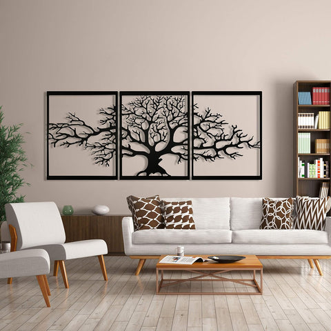 NEW Metal Tree of Life Wall Art – Farmhouse Wall Décor, 3 - Piece Metal Tree Sculpture, Indoor & Outdoor Hanging, 47.6” Large Black Metal Wall Decor 5545720 - with | Sold by Uncle Wiener's Wholesale