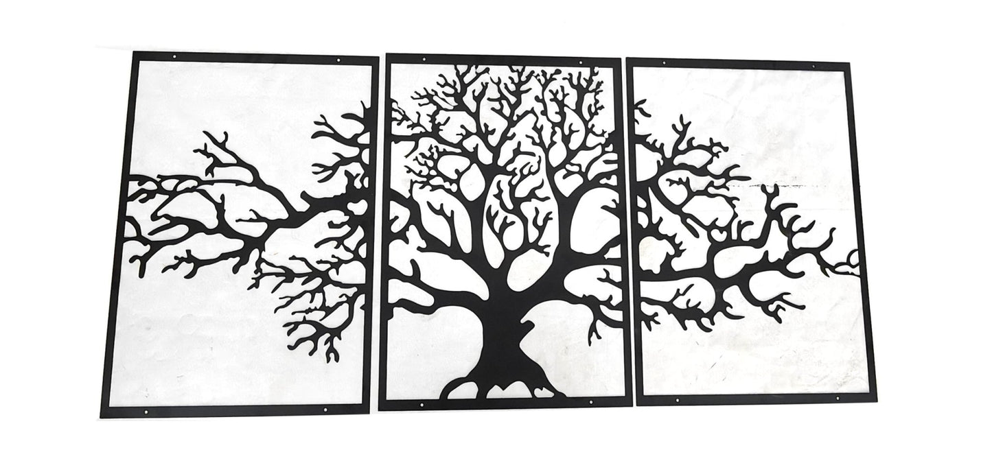 NEW Metal Tree of Life Wall Art – Farmhouse Wall Décor, 3 - Piece Metal Tree Sculpture, Indoor & Outdoor Hanging, 47.6” Large Black Metal Wall Decor 5545720 - with | Sold by Uncle Wiener's Wholesale