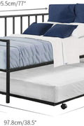 “Metal twin daybed with trundle frame – space-saving black design”

“Convertible sofa bed with pull-out trundle for guests”

“Steel twin bed frame with trundle rollers – black finish”