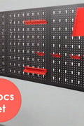 Heavy-duty metal pegboard wall tool organizer with hook set
Tool pegboard with 17 red and black hooks – wall-mounted
Garage tool organization system – pegboard for workshop
Black and red steel tool storage wall panel
Wall-mounted pegboard with assorted hooks for tools