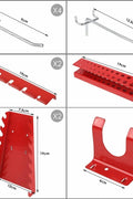 Heavy-duty metal pegboard wall tool organizer with hook set
Tool pegboard with 17 red and black hooks – wall-mounted
Garage tool organization system – pegboard for workshop
Black and red steel tool storage wall panel
Wall-mounted pegboard with assorted hooks for tools