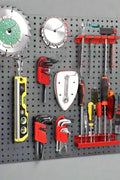 Heavy-duty metal pegboard wall tool organizer with hook set
Tool pegboard with 17 red and black hooks – wall-mounted
Garage tool organization system – pegboard for workshop
Black and red steel tool storage wall panel
Wall-mounted pegboard with assorted hooks for tools