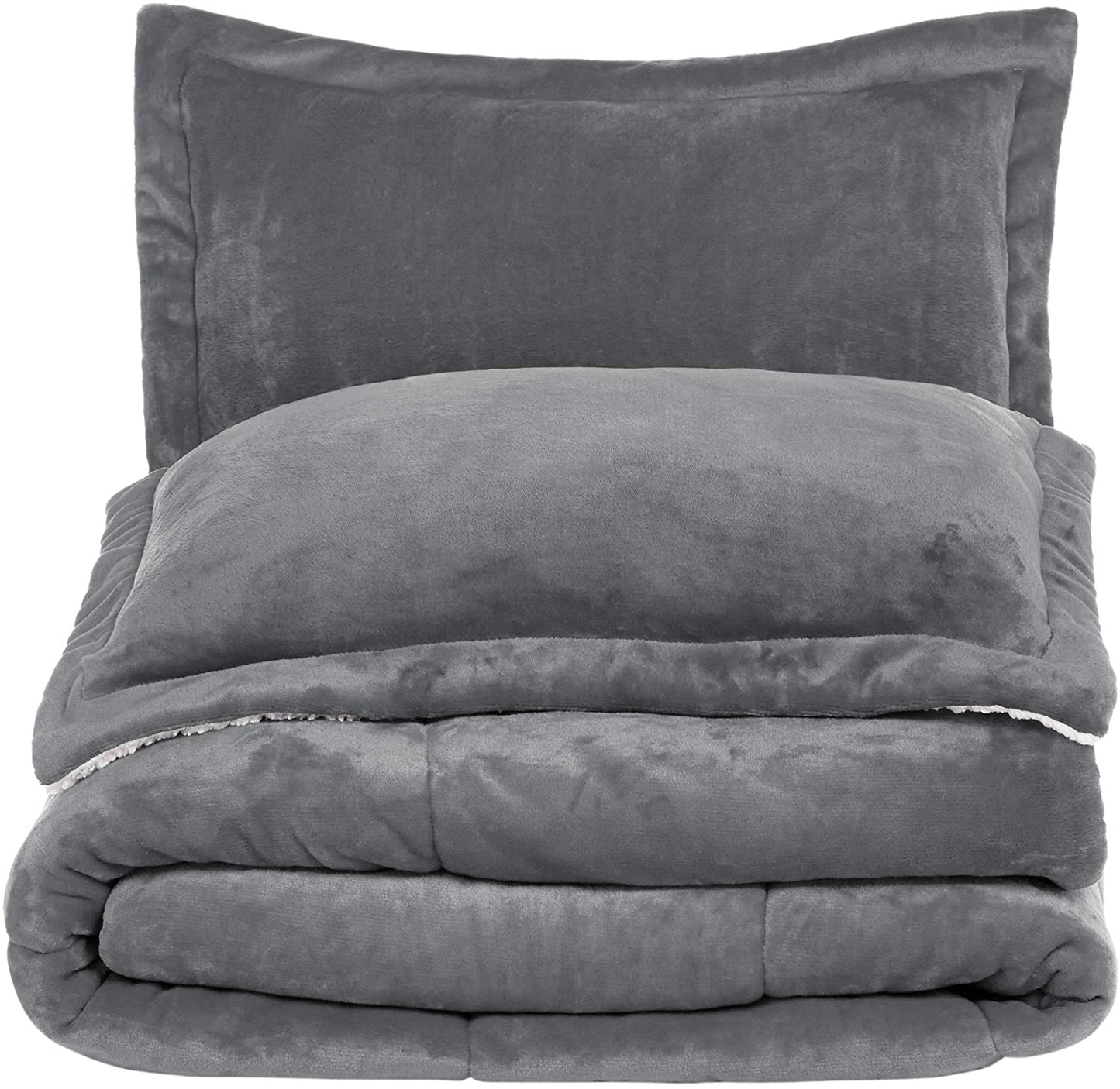 New Micromink Sherpa 3 - Piece Comforter Set – Ultra Soft Reversible Bedding Set with Plush Warmth MM920BQ - with Queen | Sold by Uncle Wiener's Wholesale