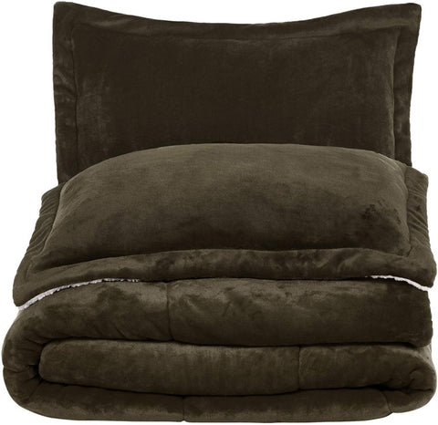 New Micromink Sherpa 3 - Piece Comforter Set – Ultra Soft Reversible Bedding Set with Plush Warmth MM920BQ - with Queen | Sold by Uncle Wiener's Wholesale