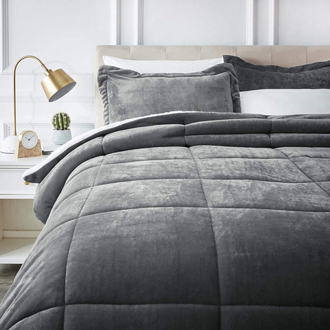 New Micromink Sherpa 3 - Piece Comforter Set – Ultra Soft Reversible Bedding Set with Plush Warmth MM920BQ - with Queen | Sold by Uncle Wiener's Wholesale