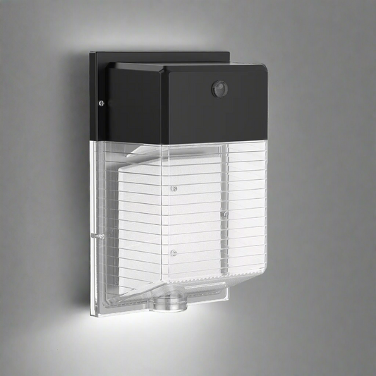 Mini LED wall pack light 30W with selectable color temperature
Outdoor LED building light IP65 black housing
Compact LED wall fixture for security lighting