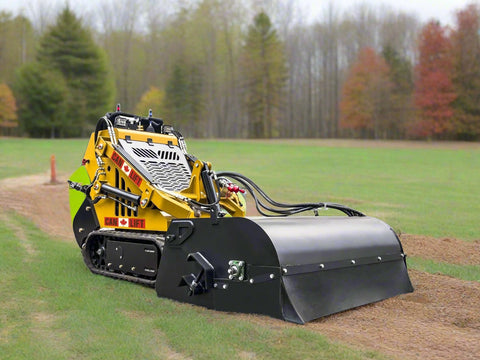 Mini skid steer attachment with hydraulic auger
Green mini skid loader with stump grinder attachment
Heavy-duty mini skid steer snow blower
Landscaping auger tool for mini skid loader
Mini skid attachments for trenching and clearing