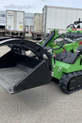 Mini skid steer attachment with hydraulic auger
Green mini skid loader with stump grinder attachment
Heavy-duty mini skid steer snow blower
Landscaping auger tool for mini skid loader
Mini skid attachments for trenching and clearing