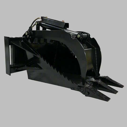 Mini Skid Steer Stump Bucket with Hydraulic Grapple – Heavy-Duty Attachment for Land Clearing