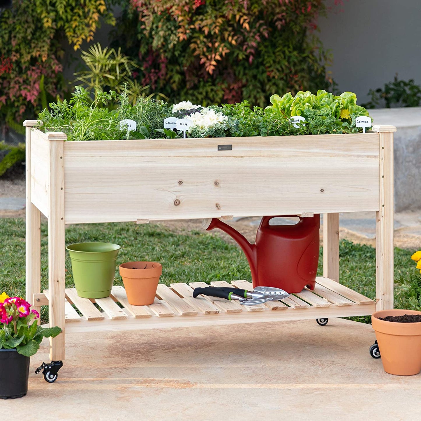 NEW MOBILE RAISED GARDEN BED & STORAGE SHELF - with | Sold by Uncle Wiener's Wholesale