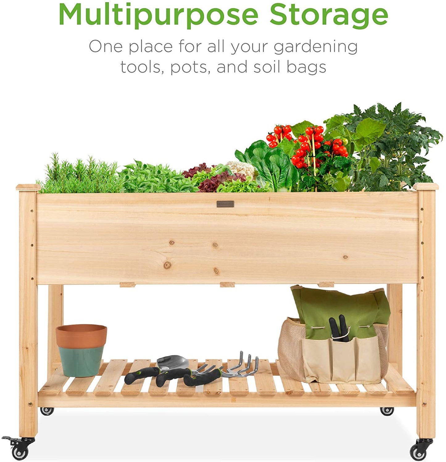 NEW MOBILE RAISED GARDEN BED & STORAGE SHELF - with | Sold by Uncle Wiener's Wholesale