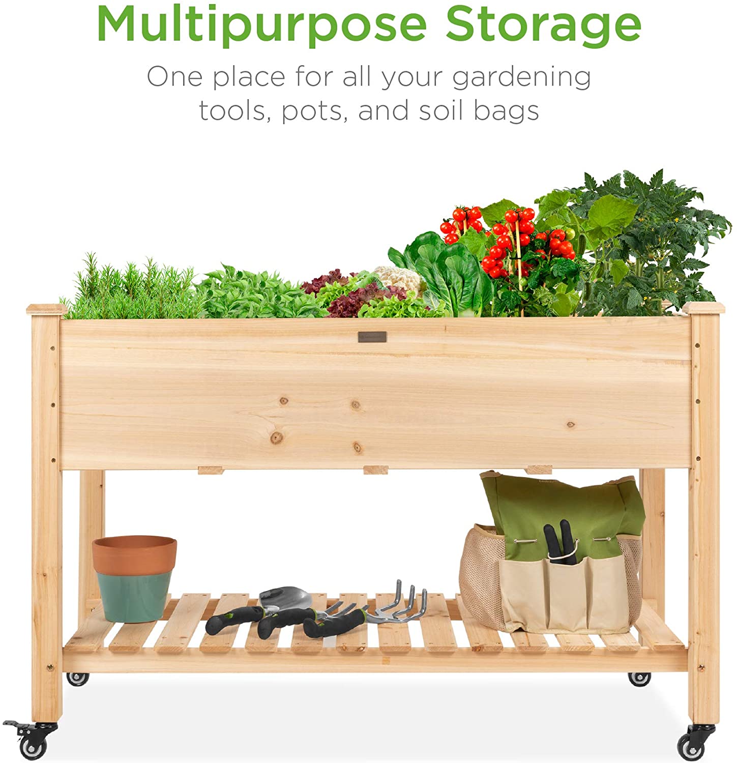 NEW MOBILE RAISED GARDEN BED & STORAGE SHELF - with | Sold by Uncle Wiener's Wholesale