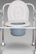 Mobile Commode Chair – Full Front View

Portable Toilet Chair with Removable Bucket

Adjustable Commode for Elderly Use – Side View

Commode Chair with Armrests and Padding – Close-Up