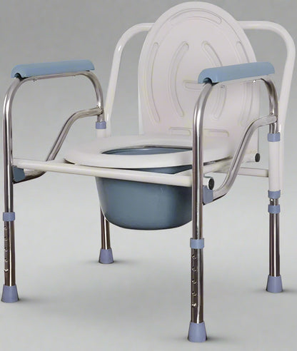 Mobile Commode Chair – Full Front View

Portable Toilet Chair with Removable Bucket

Adjustable Commode for Elderly Use – Side View

Commode Chair with Armrests and Padding – Close-Up