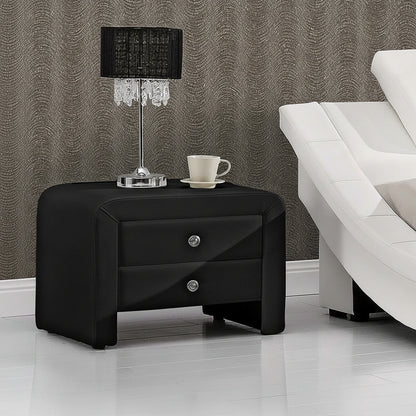"Modern 2-Drawer Upholstered Bedside Table Nightstand – White Finish"

"Contemporary Black Faux Leather Nightstand with Two Drawers"

"Modern White Bedside Table with Sleek Upholstered Finish"

"Minimalist 2 Drawer Nightstand for Bedroom Storage"


