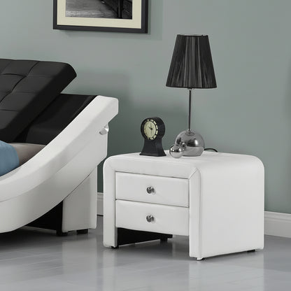 "Modern 2-Drawer Upholstered Bedside Table Nightstand – White Finish"

"Contemporary Black Faux Leather Nightstand with Two Drawers"

"Modern White Bedside Table with Sleek Upholstered Finish"

"Minimalist 2 Drawer Nightstand for Bedroom Storage"

