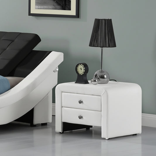 "Modern 2-Drawer Upholstered Bedside Table Nightstand – White Finish"

"Contemporary Black Faux Leather Nightstand with Two Drawers"

"Modern White Bedside Table with Sleek Upholstered Finish"

"Minimalist 2 Drawer Nightstand for Bedroom Storage"

