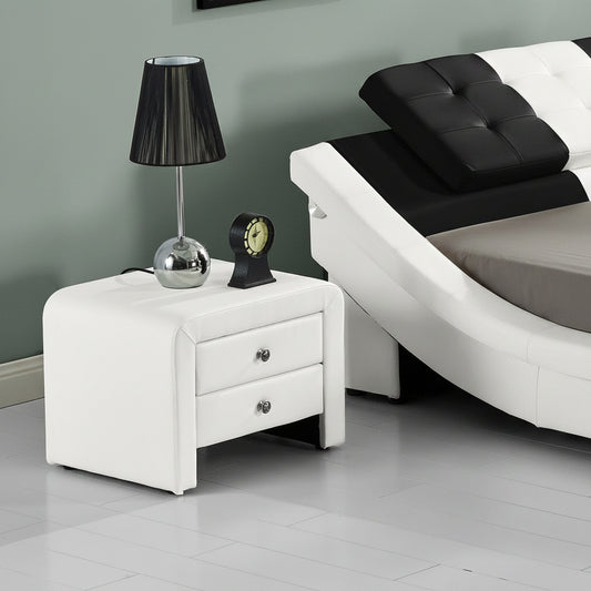 "Modern 2-Drawer Upholstered Bedside Table Nightstand – White Finish"

"Contemporary Black Faux Leather Nightstand with Two Drawers"

"Modern White Bedside Table with Sleek Upholstered Finish"

"Minimalist 2 Drawer Nightstand for Bedroom Storage"

