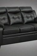 “Black leatherette 3-piece sofa set in modern living room”
“Gray leatherette sofa with tufted backrest and armrests”
“1-seater armchair in black leatherette with plush cushion”
“3-seater tufted leatherette couch in gray finish”
“Modern 3-piece sofa set including sofa, loveseat, and armchair”