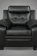 “Black leatherette 3-piece sofa set in modern living room”
“Gray leatherette sofa with tufted backrest and armrests”
“1-seater armchair in black leatherette with plush cushion”
“3-seater tufted leatherette couch in gray finish”
“Modern 3-piece sofa set including sofa, loveseat, and armchair”