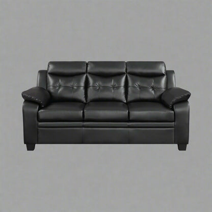 “Black leatherette 3-piece sofa set in modern living room”
“Gray leatherette sofa with tufted backrest and armrests”
“1-seater armchair in black leatherette with plush cushion”
“3-seater tufted leatherette couch in gray finish”
“Modern 3-piece sofa set including sofa, loveseat, and armchair”