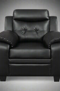 “Black leatherette 3-piece sofa set in modern living room”
“Gray leatherette sofa with tufted backrest and armrests”
“1-seater armchair in black leatherette with plush cushion”
“3-seater tufted leatherette couch in gray finish”
“Modern 3-piece sofa set including sofa, loveseat, and armchair”