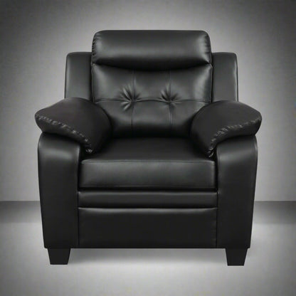 “Black leatherette 3-piece sofa set in modern living room”
“Gray leatherette sofa with tufted backrest and armrests”
“1-seater armchair in black leatherette with plush cushion”
“3-seater tufted leatherette couch in gray finish”
“Modern 3-piece sofa set including sofa, loveseat, and armchair”
