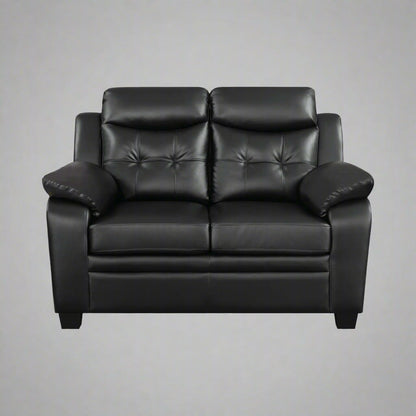 “Black leatherette 3-piece sofa set in modern living room”
“Gray leatherette sofa with tufted backrest and armrests”
“1-seater armchair in black leatherette with plush cushion”
“3-seater tufted leatherette couch in gray finish”
“Modern 3-piece sofa set including sofa, loveseat, and armchair”