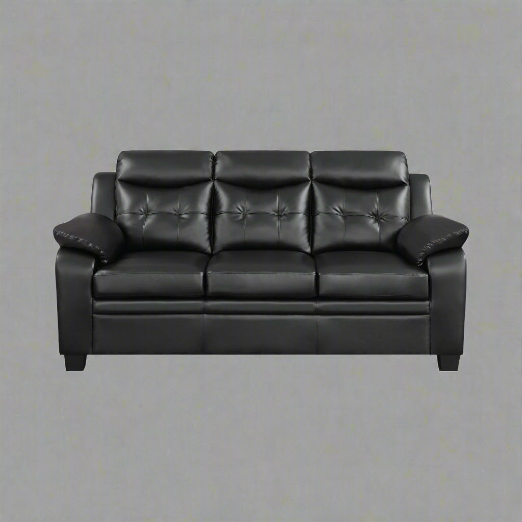“Black leatherette 3-piece sofa set in modern living room”
“Gray leatherette sofa with tufted backrest and armrests”
“1-seater armchair in black leatherette with plush cushion”
“3-seater tufted leatherette couch in gray finish”
“Modern 3-piece sofa set including sofa, loveseat, and armchair”
