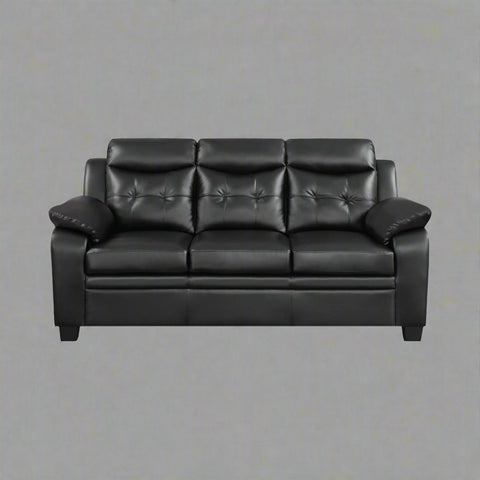 “Black leatherette 3-piece sofa set in modern living room”
“Gray leatherette sofa with tufted backrest and armrests”
“1-seater armchair in black leatherette with plush cushion”
“3-seater tufted leatherette couch in gray finish”
“Modern 3-piece sofa set including sofa, loveseat, and armchair”