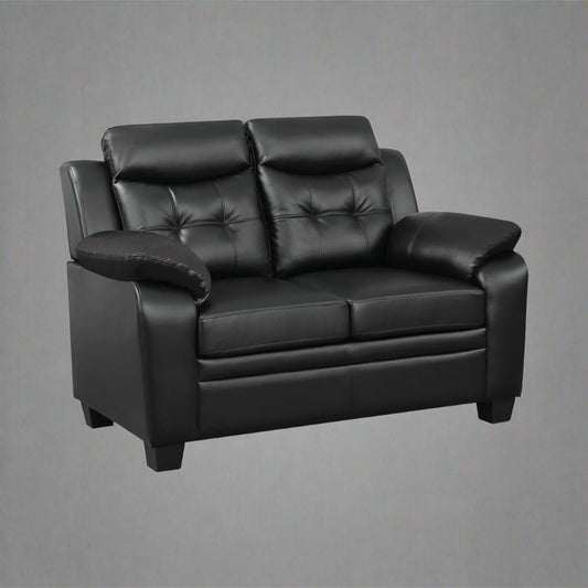 “Black leatherette 3-piece sofa set in modern living room”
“Gray leatherette sofa with tufted backrest and armrests”
“1-seater armchair in black leatherette with plush cushion”
“3-seater tufted leatherette couch in gray finish”
“Modern 3-piece sofa set including sofa, loveseat, and armchair”