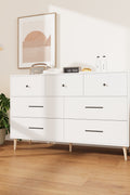 Chestnut 7-Drawer Storage Cabinet in Modern Bedroom Setting

White Modern Dresser with Wooden Legs in Entryway

Close-Up View of Cabinet Drawers and Handles

Chestnut Wood Finish on 7-Drawer Storage Dresser

White 7-Drawer Cabinet with Decorative Plants and Lamp