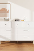 Chestnut 7-Drawer Storage Cabinet in Modern Bedroom Setting

White Modern Dresser with Wooden Legs in Entryway

Close-Up View of Cabinet Drawers and Handles

Chestnut Wood Finish on 7-Drawer Storage Dresser

White 7-Drawer Cabinet with Decorative Plants and Lamp