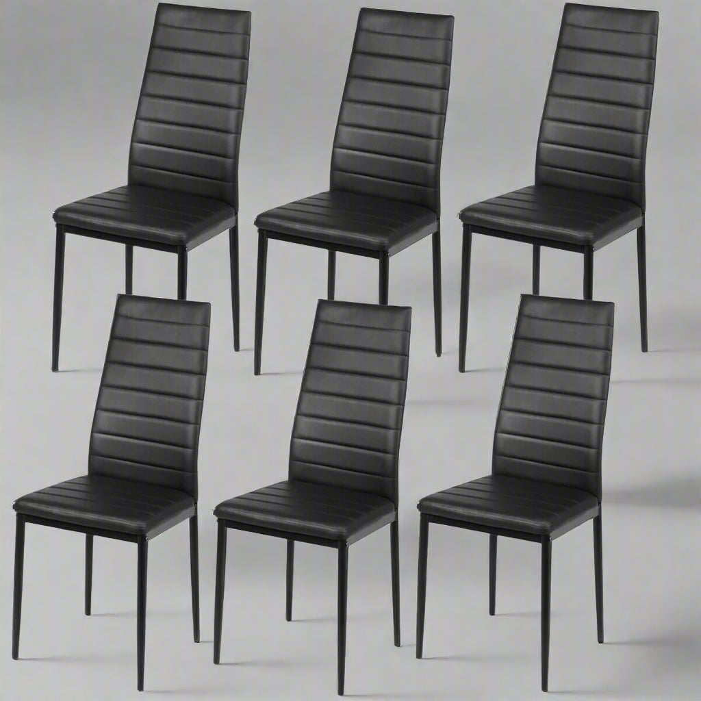 Set of 6 high-back PVC dining chairs