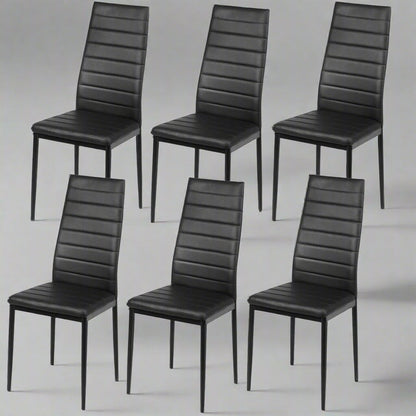 Set of 6 high-back PVC dining chairs