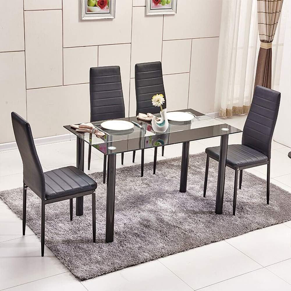 Side view of elegant black and white dining table furniture