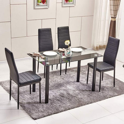 Side view of elegant black and white dining table furniture