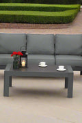 This charcoal aluminum 5-seater outdoor sofa set with coffee table
This modern weather-resistant patio lounge furniture
This Paris-style modular outdoor seating set with gray cushions