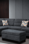 New Modern Dark Gray Sofa Set with Pillows & Ottoman – Stylish & Comfortable Living Room Furniture BT1926 - with Right | Sold by Uncle Wiener's Wholesale