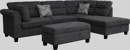 New Modern Dark Gray Sofa Set with Pillows & Ottoman – Stylish & Comfortable Living Room Furniture BT1926 - with Right | Sold by Uncle Wiener's Wholesale
