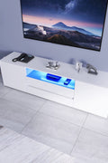 New Modern High - Gloss LED TV Stand Cabinet – Sleek Media Console with Integrated LED Accent Lighting - with BLACK | Sold by Uncle Wiener's Wholesale